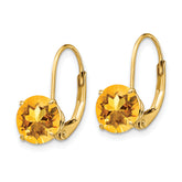 14k 7mm Citrine Leverback Earrings